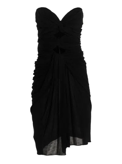 Saint Laurent Draped Cut Out Dress Skirts Black