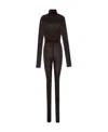 Saint Laurent Draped-design Semi-sheer Jumpsuit In Black