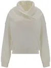 Saint Laurent Draped-detail Cowl-neck Sweatshirt In White