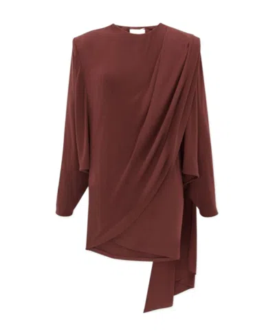 Saint Laurent Draped-detail Minidress In Red