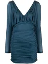 Saint Laurent Draped Knitted Dress Open Back In Green