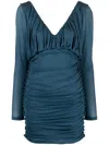 Saint Laurent Draped Knitted Dress Open Back In Green