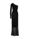 Saint Laurent Draped Long Dress Dresses Black In Black