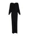 Saint Laurent V-neck Draped Dress In Black