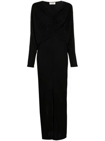 Saint Laurent Draped Maxi Dress In Schwarz