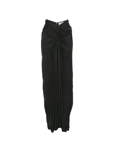 Pre-owned Saint Laurent Draped Maxi Skirt In Black