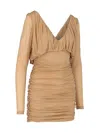 Saint Laurent Draped Minidress In Beige