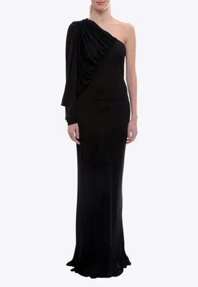 Saint Laurent Draped One-shoulder Maxi Dress