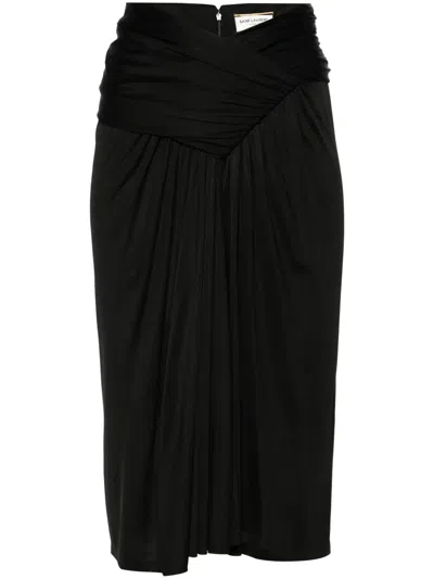 Saint Laurent Drapierter Bleistiftrock In Schwarz