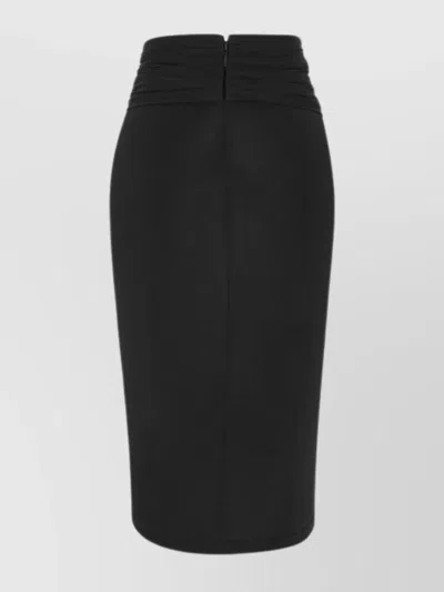 Saint Laurent Draped Pencil Skirt Featuring Ruched Detailing In Black