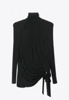 Saint Laurent Draped Wool-jersey Mini Dress In Black