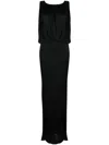 Saint Laurent Shoulder-baring Long Dress With Gathered Accents In Schwarz