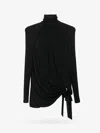 Saint Laurent Draped Wool-jersey Mini Dress In Black