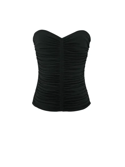 Saint Laurent Draped Viscose Top In Black