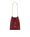 Saint Laurent Drawstring Chain Shoulder Bag In Burgundy