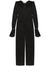 Saint Laurent Drawstring Long-sleeve Jumpsuit In Black