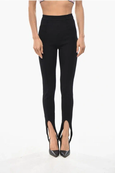 Saint Laurent Drawstring Waist Stirrup Pants In Black