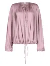 Saint Laurent Drawstring Gathered-shoulder Blouse In Pink