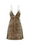 Saint Laurent Women Biscuit Velvet Mini Dress