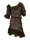 Saint Laurent Paisley Off-the-shoulder Mini Ruffled Dress