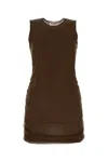 Saint Laurent Mini Abito In Tulle Cioccolato Donna