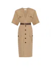 Saint Laurent Saharienne Dress In Beige