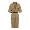 Saint Laurent Saharienne Dress In Beige