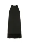 Saint Laurent Woman Black Crepe Mini Dress In Black