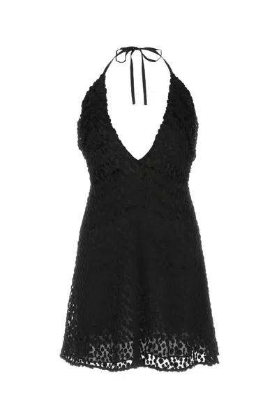 Saint Laurent Halterneck Minidress In Black