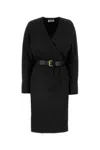 Saint Laurent Sheath Midi Dress In Black