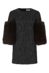 Saint Laurent Black Crewneck Mini Dress In Black