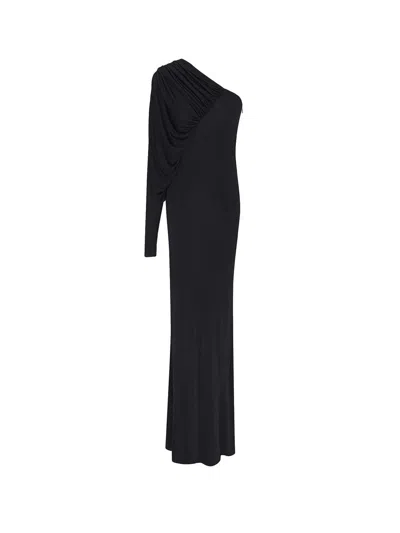 Saint Laurent One-shoulder Evening Dress In Black