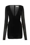 Saint Laurent Black Deep V Neck Mini Dress