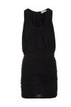 Saint Laurent Cupro Mini Dress With Draped Top And Sheer Shoulder Panels In Black