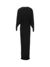 Saint Laurent Viscose Long Dress With Velvet Texture In Black