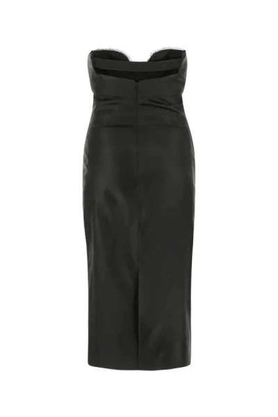 Saint Laurent Black Satin Dress In 1000