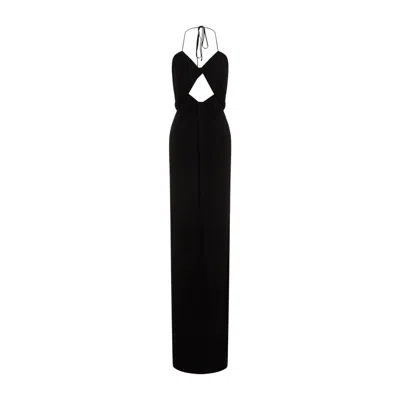 Saint Laurent Backless Halter Dress In Black