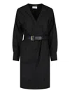 Saint Laurent Sheath Midi Dress In Black