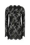 Saint Laurent Lace Mini Dress In Black