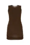 Saint Laurent Mini Abito In Tulle Cioccolato Donna In Brown