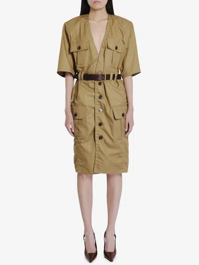 Saint Laurent Dress In Brown
