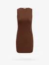 Saint Laurent Stretch Tulle Short Dress In Brown