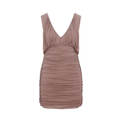 Saint Laurent Pink Dress In Brown