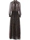 Saint Laurent Dress In Silk Lurex With Paisley Motif In Brown