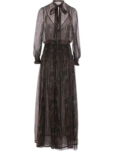 SAINT LAURENT SAINT LAURENT DRESS IN SILK LUREX WITH PAISLEY MOTIF