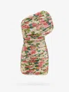 Saint Laurent Pink One Shoulder Mini Dress In Techno Fabric Woman In Multicolor