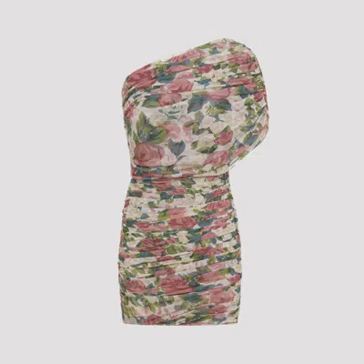 Saint Laurent Floral-print Tulle Minidress In Pink