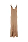 Saint Laurent Abito Lungo In Seta Rosa Carne Donna In Pink