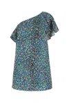 Saint Laurent One-shoulder Animal Print Silk Dress In Printed