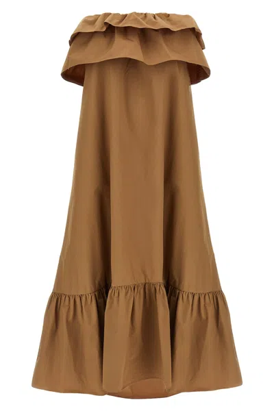 Saint Laurent Dress 'robe Longue Epaules' In Braun